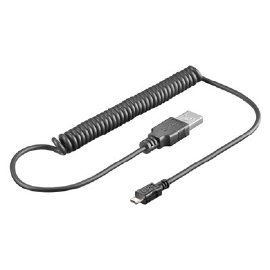 Kabel GOOBAY, USB A na USB micro B 2.0, spiralni, crni, 35-100cm