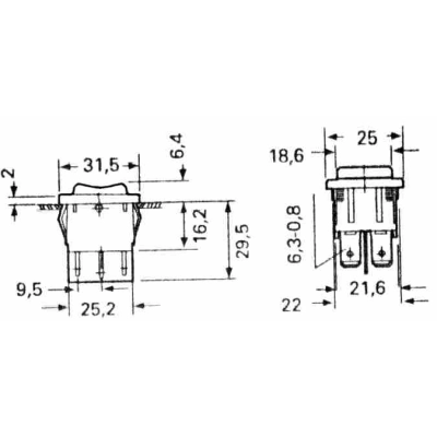 Taster vaga (I)-0-(II) DVOSTRUKI      31x24mm   - Tipa