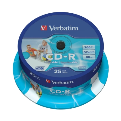 Medij CD-R VERBATIM 43439, 80mn, 52x, Printable, spindle 25 komada - Mediji Medij CD-R VERBATIM 43439, 80mn, 52x, Printable, spindle 25 komada - Mediji