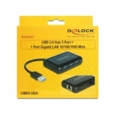 USB HUB DELOCK 62440, USB 3.0, 3-portni +1 port GB LAN