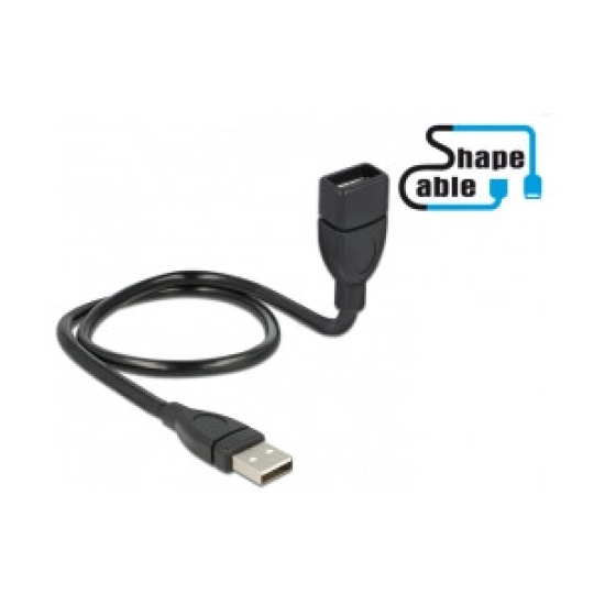 Kabel DELOCK, USB A 2.0 (M) na USB A 2.0 (Ž), produžni, 0.5m
