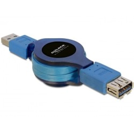 Kabel DELOCK, USB 3.0 A (M) na USB 3.0 A (Ž), produžni, retract., 1m