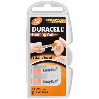 Baterija za slušni aparat, DA13, 6 kom, Duracell   - Jednokratne baterije