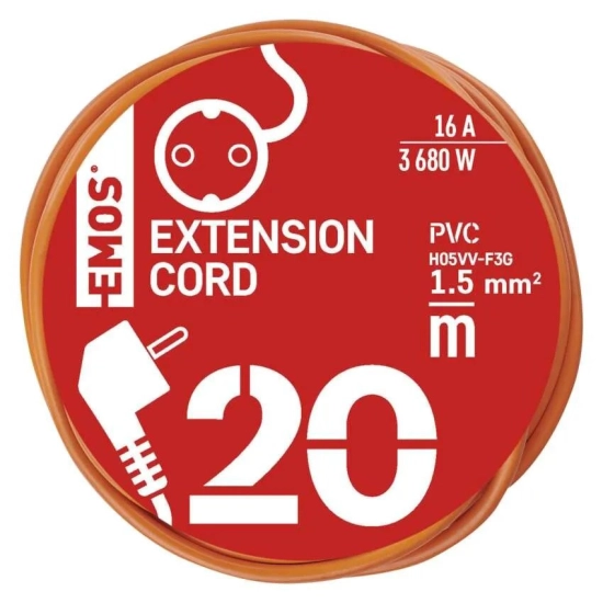 Kabel mrežni produžni EMOS, ŠUKO, 3x1mm, 20m Kabel mrežni produžni EMOS, ŠUKO, 3x1mm, 20m