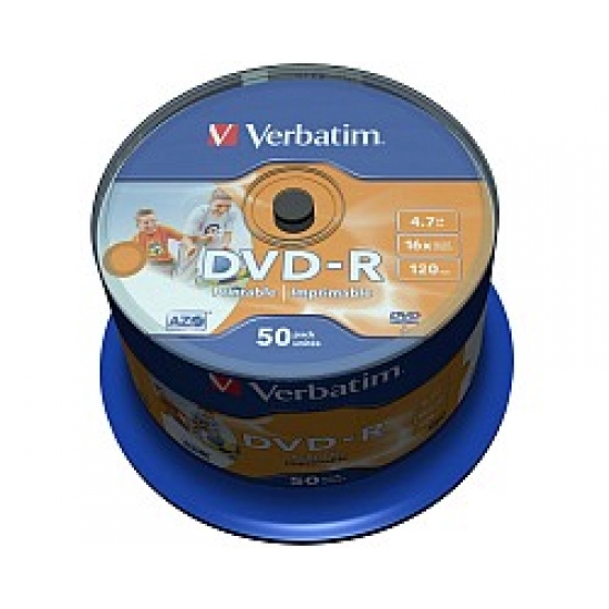 Medij DVD-R VERBATIM 43533, 16x, 4.7GB, Printable, spindle 50 komada