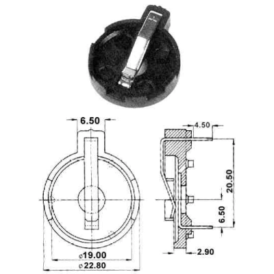 Kućište za dugmastu bateriju 20 mm   RoHS
