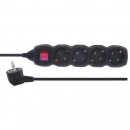 Kabel produžni EMOS, 4 mjesta, 1mm2, s prekidačem, 5m, crni
