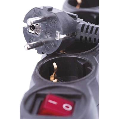 Kabel produžni EMOS, 4 mjesta, 1mm2, s prekidačem, 5m, crni   - Produžni kabeli