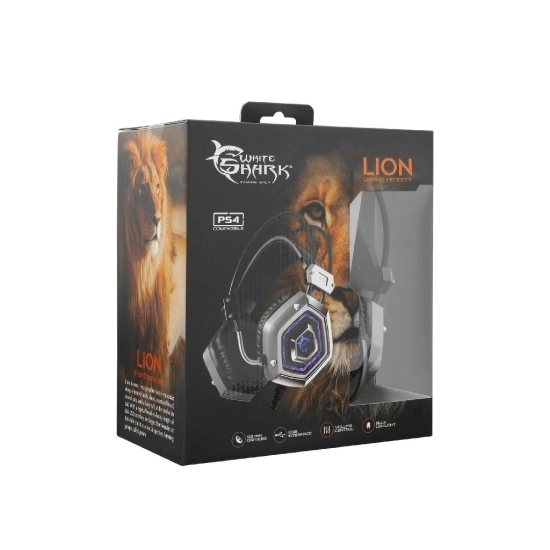 Slušalice WHITE SHARK GH-1841 Lion, mikrofon, USB A, crno-srebrne