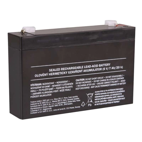 Baterija akumulatorska EMOS B9659 6V 7Ah F4.8 151x34x94 mm Baterija akumulatorska EMOS B9659 6V 7Ah F4.8 151x34x94 mm