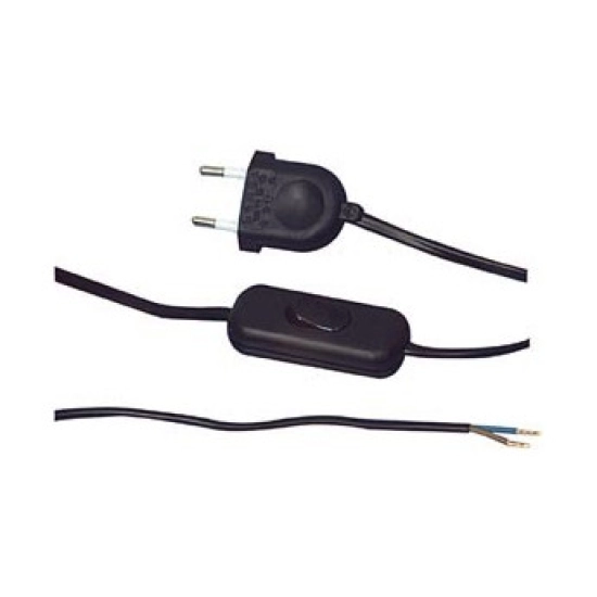 Kabel mrežni 2x0.75 GOOBAY, s prekidačem i utikačem, crni Kabel mrežni 2x0.75 GOOBAY, s prekidačem i utikačem, crni