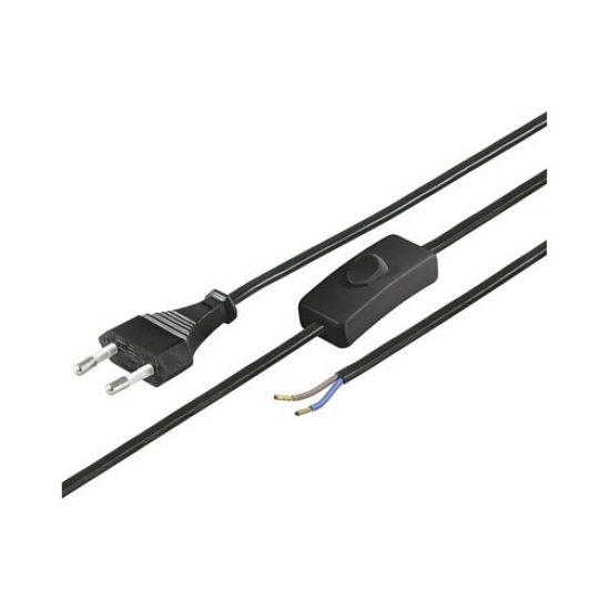 Kabel mrežni 2x0.75 GOOBAY, s prekidačem i utikačem, crni Kabel mrežni 2x0.75 GOOBAY, s prekidačem i utikačem, crni
