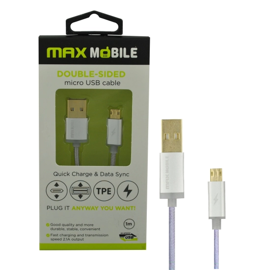 Kabel MAXMOBILE, USB-A na Micro USB B 2.0, srebrni, 1m