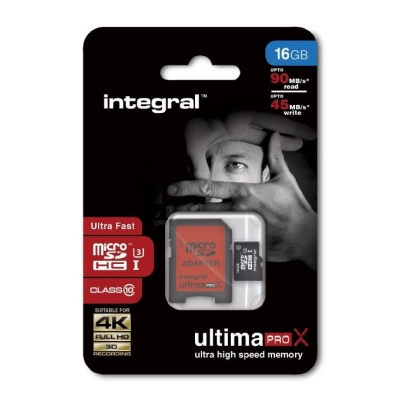Memorijska kartica INTEGRAL UltimaPro X 90/45MB, micro SDHC, 16GB, Class 10 UHS-I   - Integral