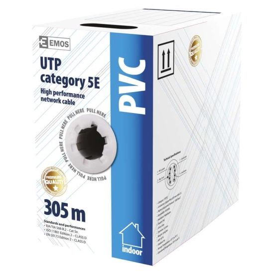 Kabel EMOS, CAT5e, UTP, puni, 1m (305m KOLUT) Kabel EMOS, CAT5e, UTP, puni, 1m (305m KOLUT)