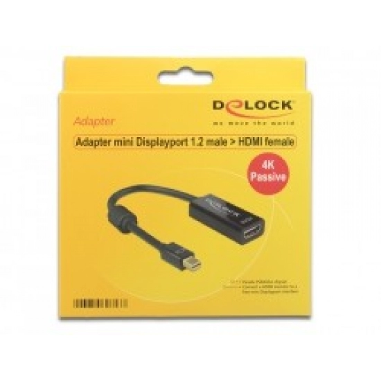 Adapter DELOCK, mini DP 1.2 (M) na HDMI (Ž), crni, blister
