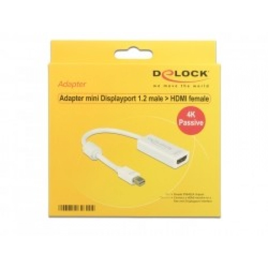 Adapter DELOCK, mini DP 1.2 (M) na HDMI (Ž), bijeli, blister