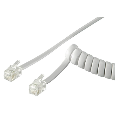 Kabel telefonski M > M 4/4 SPIRALNI 5m,bijeli,  za slušalicu   - Mrežni kablovi u rinfuzi