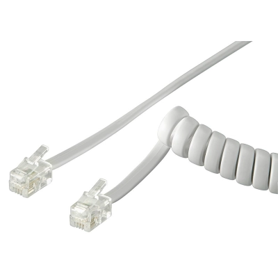 Kabel telefonski RJ10 (M) > RJ10 (M) 4/4, SPIRALNI 5m, bijeli, za slušalicu - Mrežni kablovi u rinfuzi Kabel telefonski RJ10 (M) > RJ10 (M) 4/4, SPIRALNI 5m, bijeli, za slušalicu - Mrežni kablovi u rinfuzi