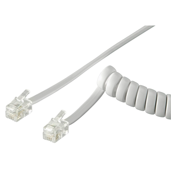Kabel telefonski RJ10 (M) > RJ10 (M) 4/4, SPIRALNI 5m, bijeli, za slušalicu Kabel telefonski RJ10 (M) > RJ10 (M) 4/4, SPIRALNI 5m, bijeli, za slušalicu