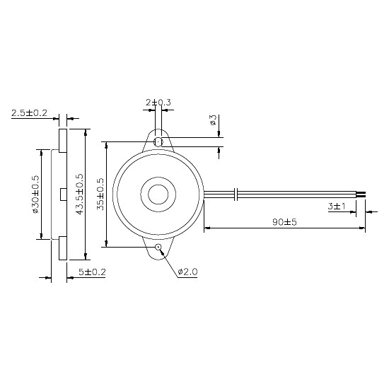 PIEZO BUZZER 30mm,  PT-2745WQ