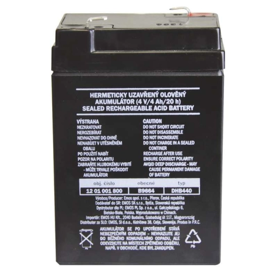 Baterija akumulatorska EMOS DHB440, 4V, 4Ah, 70×47×101 mm