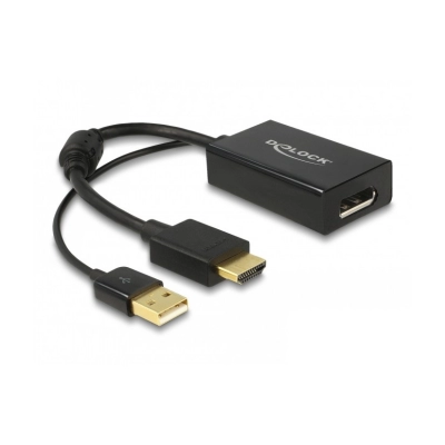 Adapter DELOCK, HDMI-A (M) na Displayport 1.2 (Ž), 24cm, crni   - Adapteri
