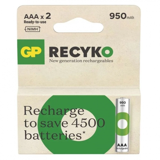 Baterija NI-MH  Ready2use AAA 0,95 Ah  2 komada, GP ReCyko+