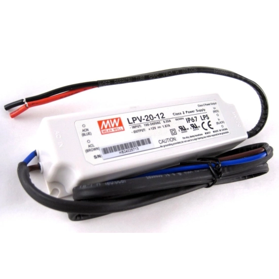 LED driver 12V, 20W, IP67, Meanwell LPV-20-12 LED driver 12V, 20W, IP67, Meanwell LPV-20-12