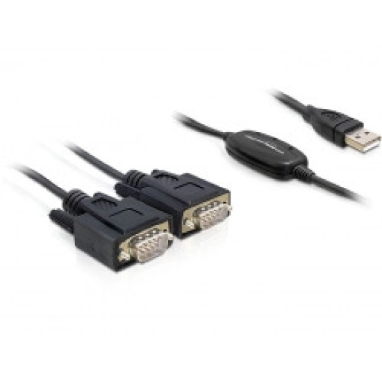 Adapter DELOCK, USB A 2.0 (M) na 2x Serial DB9 (M)