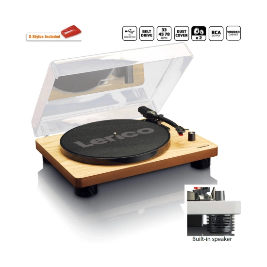 Gramofon LENCO LS-50WD, RCA, USB kodiranje, sa zvučnicima, drveni Gramofon LENCO LS-50WD, RCA, USB kodiranje, sa zvučnicima, drveni