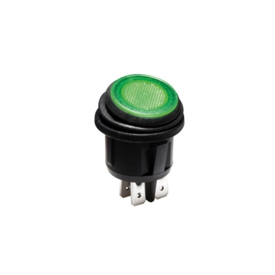 Prekidač VAGA OKRUGLI ZELENI 16A 12V DC 23mm   - Prekidači i tasteri