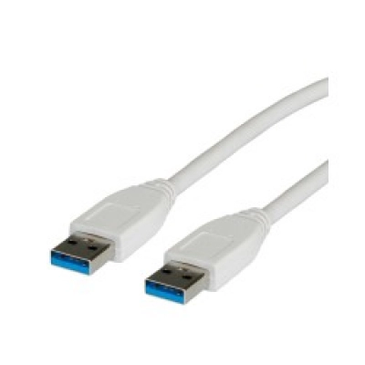 Kabel ROLINE, USB 3.0 A (M) na USB 3.0 A (M), 1.8m, bijeli   - Podatkovni kabeli