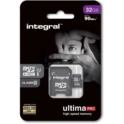 Memorijska kartica INTEGRAL UltimaPro, micro SDHC/XC, 32GB, INMSDH32G10-90U1, Class 10 UHS-I   - Memorijske kartice