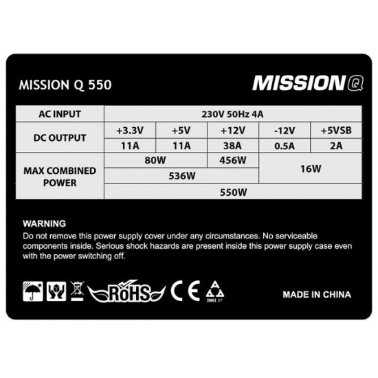 Napajanje 500W, MQ MISSION Q, 120mm vent., PPFC