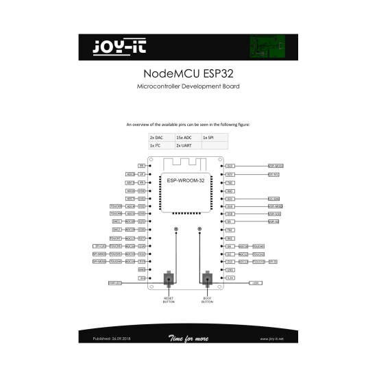 Razvojna ploča JOY-IT ESP32, SBC-NodeMCU-ESP32, bluetooth, Wi-Fi modul, Joy-IT 