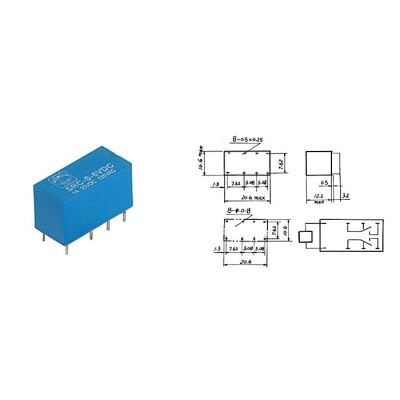 Relej 24V 1A 2x preklopni 20,0x9,8x12 mm, Tianbo HJR1-2C-L-24VDC