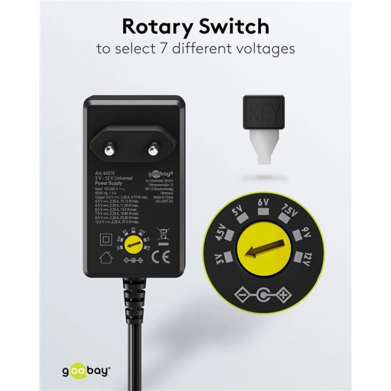 Adapter GOOBAY, switch. DC 5V-15V, 2,4A Adapter GOOBAY, switch. DC 5V-15V, 2,4A