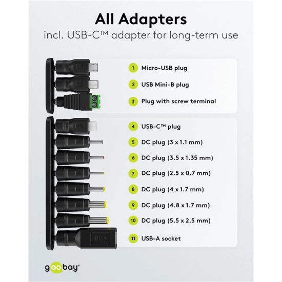 Adapter GOOBAY, switch. DC 5V-15V, 2,4A Adapter GOOBAY, switch. DC 5V-15V, 2,4A