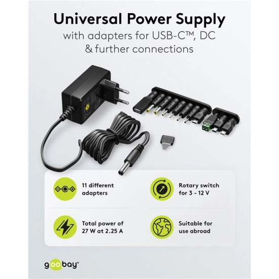 Adapter switch. DC 3-12 V 2,2A Goobay 64570 Adapter switch. DC 3-12 V 2,2A Goobay 64570