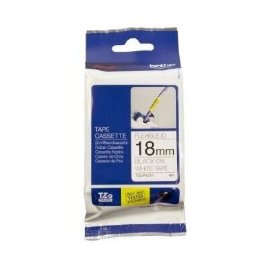 Traka BROTHER za P-touch, TZEFX241, fleksibilna ID laminirana, 18mm, bijelo/crna