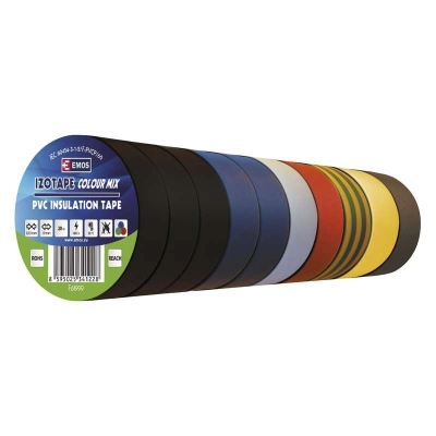 Izolir traka EMOS, set od 10 komada u raznim bojama, 19mm x 20m     - Instalacijski elektromaterijal