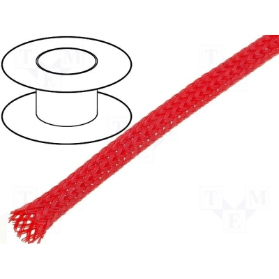 Bužir pleteni, 3-7mm, crveni, 1 metar   - CYG