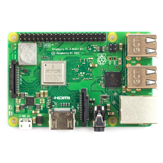 Raspberry Pi 3 model B+, 1GB RAM, WiFi, Bluetooth onboard