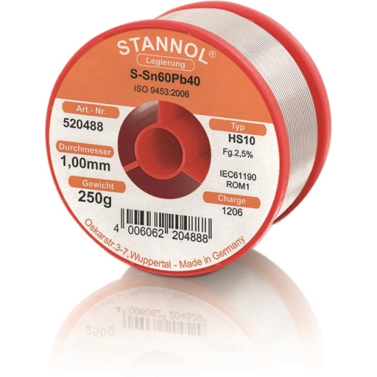 TINOL 1/4 kg 1mm, Stannol HS10 2,5% 520488 TINOL 1/4 kg 1mm, Stannol HS10 2,5% 520488