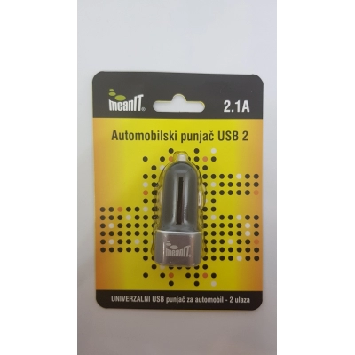 Auto punjač MEANIT, 2x USB, crni