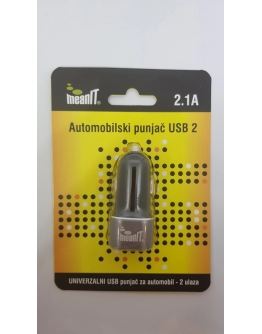 Auto punjač MEANIT, 2x USB, crni