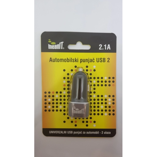 Auto punjač MEANIT, 2x USB, crni