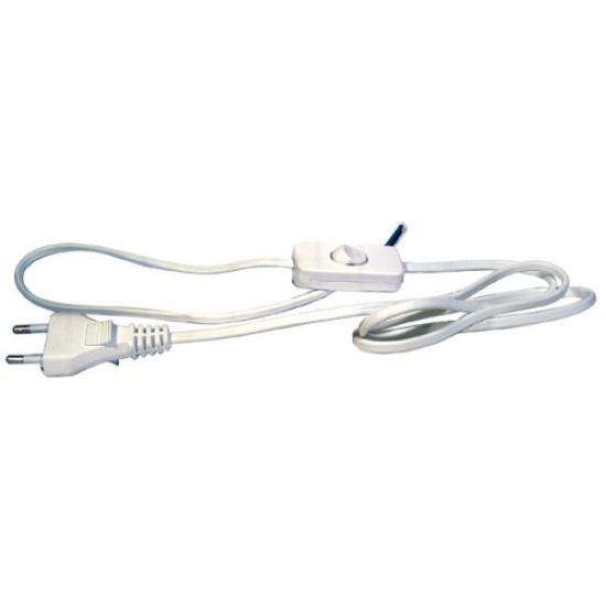 Kabel mrežni 2x0.75 EMOS, s prekidačem i utikačem, bijeli Kabel mrežni 2x0.75 EMOS, s prekidačem i utikačem, bijeli