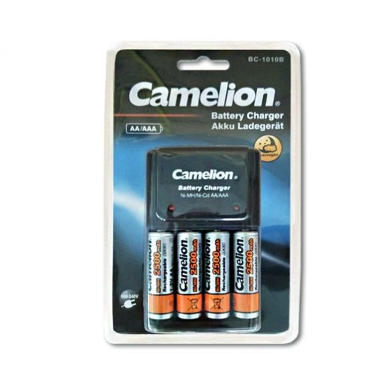 Punjač baterija 2 ili 4x AA ili AAA, s baterijama 2,5 Ah, BC1010B Camelion Punjač baterija 2 ili 4x AA ili AAA, s baterijama 2,5 Ah, BC1010B Camelion